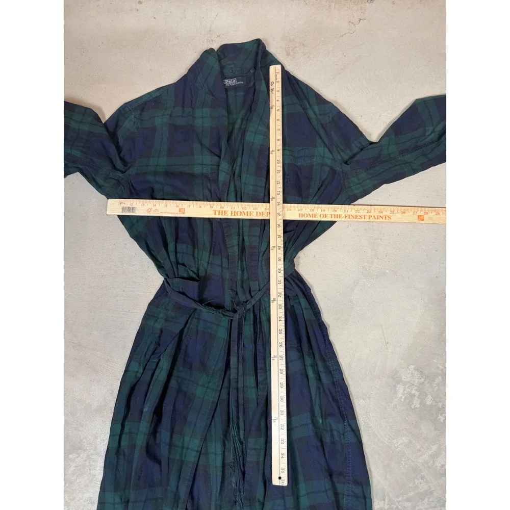 Polo Ralph Lauren Blackwatch Plaid Robe Mens Medium Green Navy Made in USA